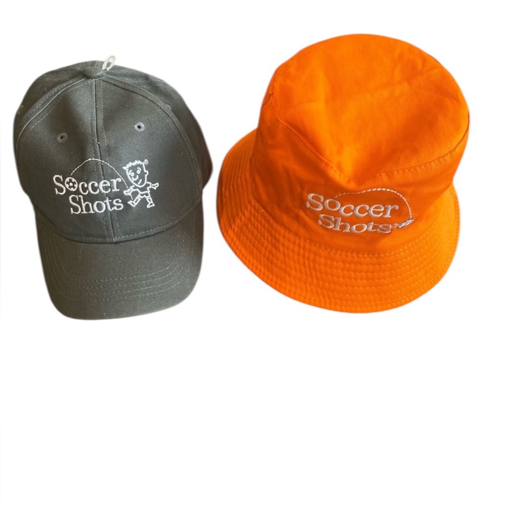 Soccer Shots Set of Hats: Reversible Bucket‎ Hat & Gray Ball Cap | Youth L